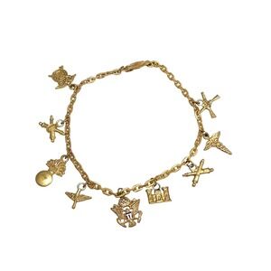 Vintage‎ Charm Bracelet US Army Division Charms, WW2 Sweetheart Bracelet